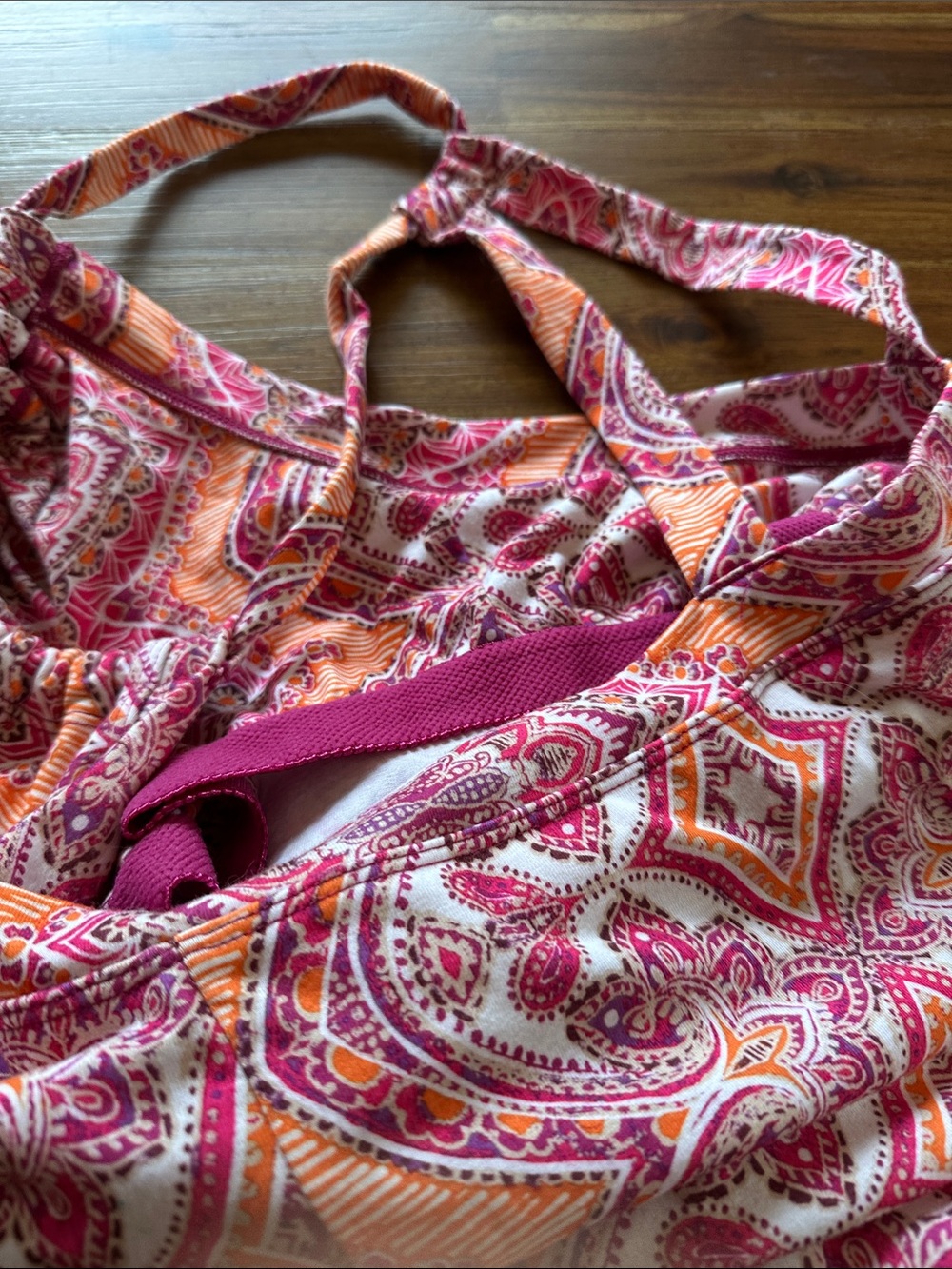 Prana Pink & Orange Paisley Halter Swim Coverup